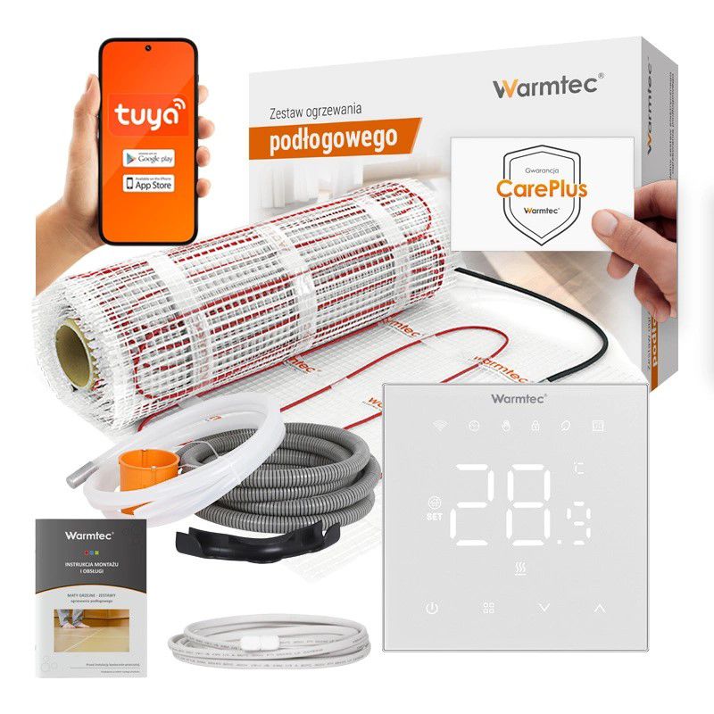 Varmemåtte 1,5 m² 170W/m² med Wi-Fi Termostat Hvid DS2-15/XRT01