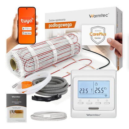 Varmemåtte under Fliser 10 m² 170W/m² med WiFi Termostat Hvid DS2-100/T510