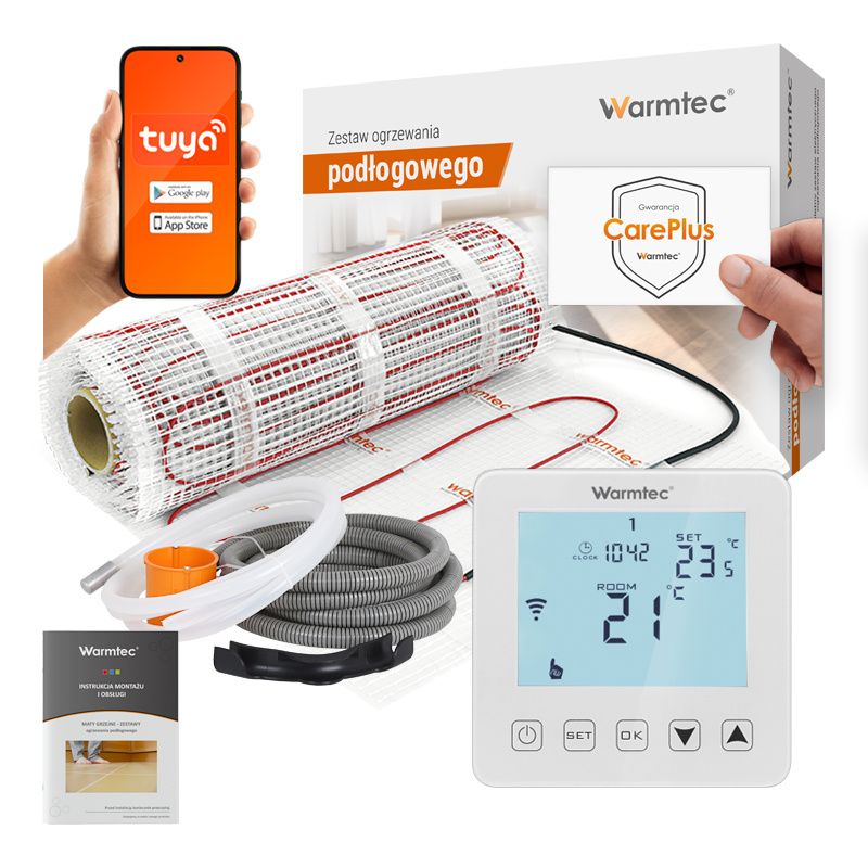 Varmemåtte 12 m² 170W/m² med WiFi Termostat Hvid DS2-120/PRT-01
