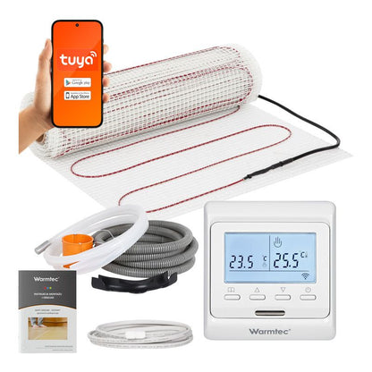Varmemåtte til Klinker 1 m² 160W Hvid med Termostat DSH-10/T510
