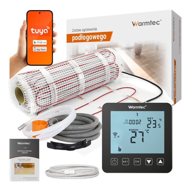 Varmemåtte til Klinker 3 m² 170W/m² WiFi Sort Termostat DS2-30/PRT-01