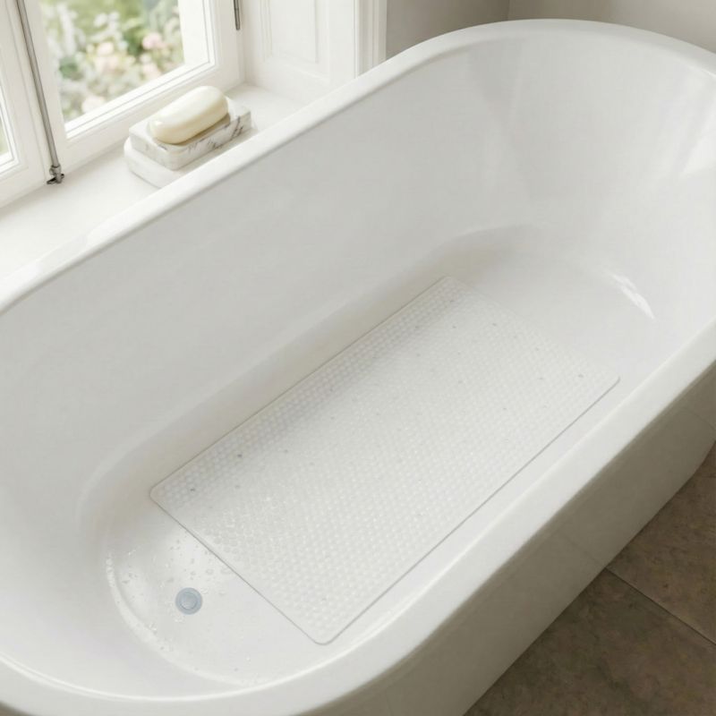 Bademåtte til Badekar 38 x 63 cm Hvid Skridsikker