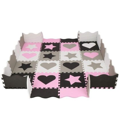 Springos puslespilsmåtte med hjerter og stjerner til børn 150x150 cm EVA-skum 1 stk.