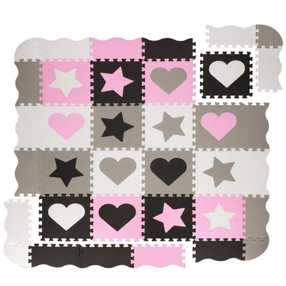 Springos puslespilsmåtte med hjerter og stjerner til børn 150x150 cm EVA-skum 1 stk.