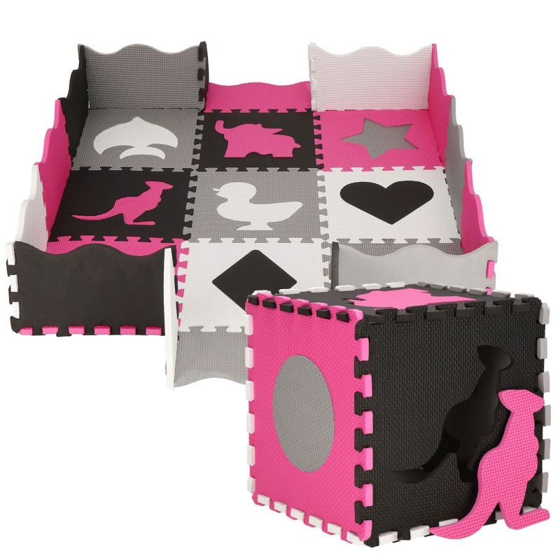 Springos skumlegemåtte 120x120 cm puslespil til børn multifarvet EVA-skum 1 stk.