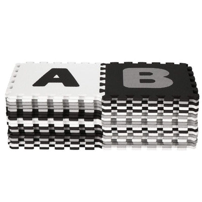Springos skumgummimåtte med alfabet og tal, 175x175 cm puslespil til børn i EVA-skum, 1 stk.