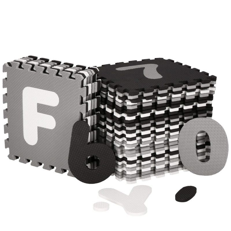 Springos skumgummimåtte med alfabet og tal, 175x175 cm puslespil til børn i EVA-skum, 1 stk.