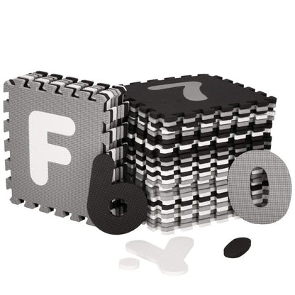 Springos skumgummimåtte med alfabet og tal, 175x175 cm puslespil til børn i EVA-skum, 1 stk.