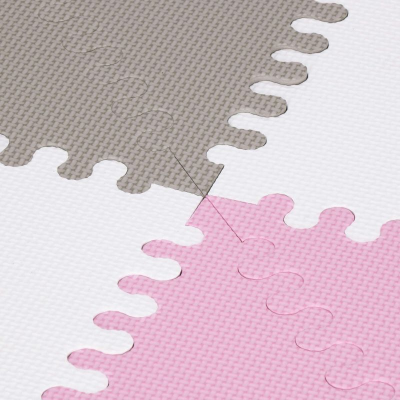 Springos skumgummimåtte med trekanter 186x186 cm i lyserøde puslespil til børn, til træning i EVA-skum, 1 stk.