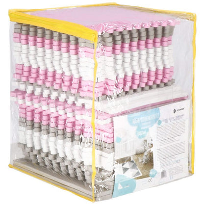 Springos skumgummimåtte med trekanter 186x186 cm i lyserøde puslespil til børn, til træning i EVA-skum, 1 stk.