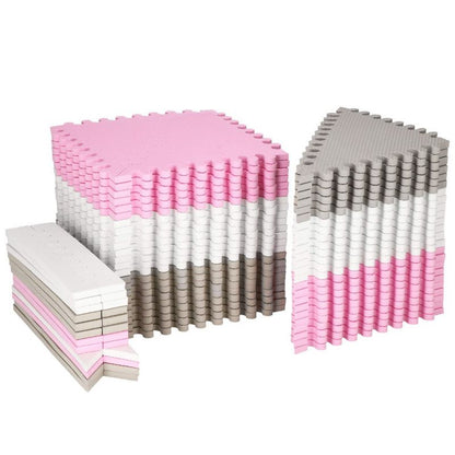 Springos skumgummimåtte med trekanter 186x186 cm i lyserøde puslespil til børn, til træning i EVA-skum, 1 stk.