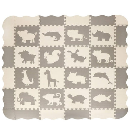 Springos puslespil med dyremotiver, skumlegemåtte til børn 150x150 cm, EVA-skum, 1 stk.