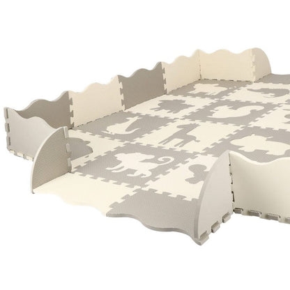 Springos puslespil med dyremotiver, skumlegemåtte til børn 150x150 cm, EVA-skum, 1 stk.