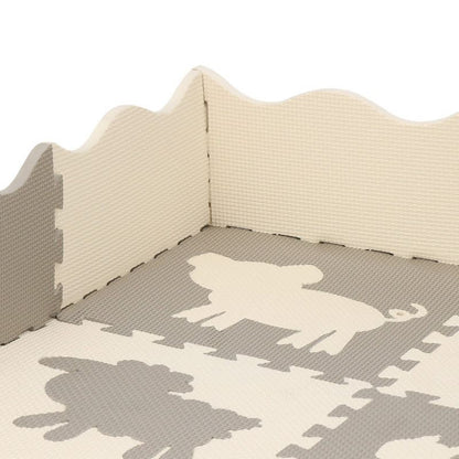 Springos puslespil med dyremotiver, skumlegemåtte til børn 150x150 cm, EVA-skum, 1 stk.