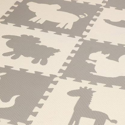 Springos puslespil med dyremotiver, skumlegemåtte til børn 150x150 cm, EVA-skum, 1 stk.