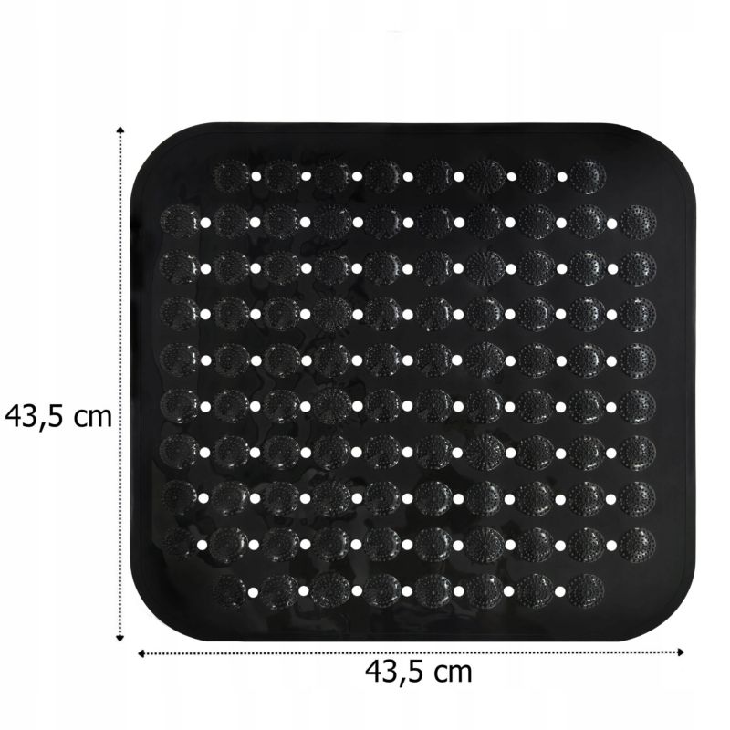 Antiskridmåtte til Bruser 43,5x43,5 cm Sort PVC 1 stk.