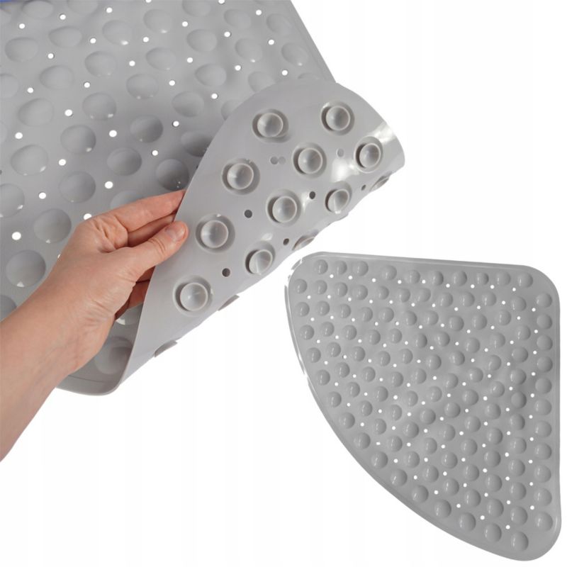 Hjørne Bademåtte Antiskrid Grå 54x54 cm PVC