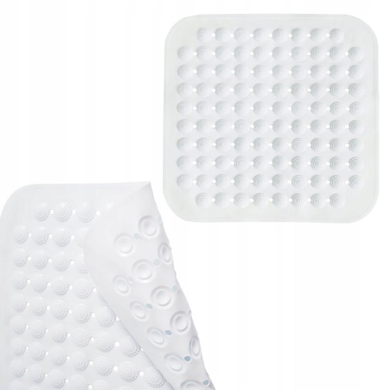 Bademåtte 43,5x43,5 cm Skridsikker Hvid PVC 1 stk.