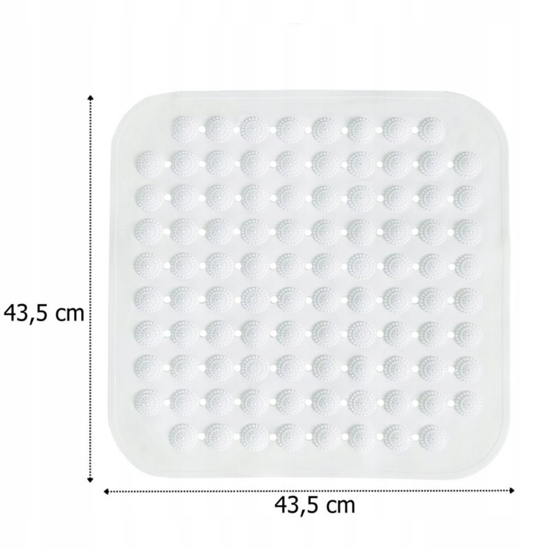 Bademåtte 43,5x43,5 cm Skridsikker Hvid PVC 1 stk.