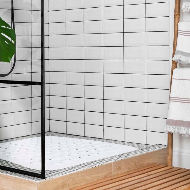 Bademåtte 43,5x43,5 cm Skridsikker Hvid PVC 1 stk.