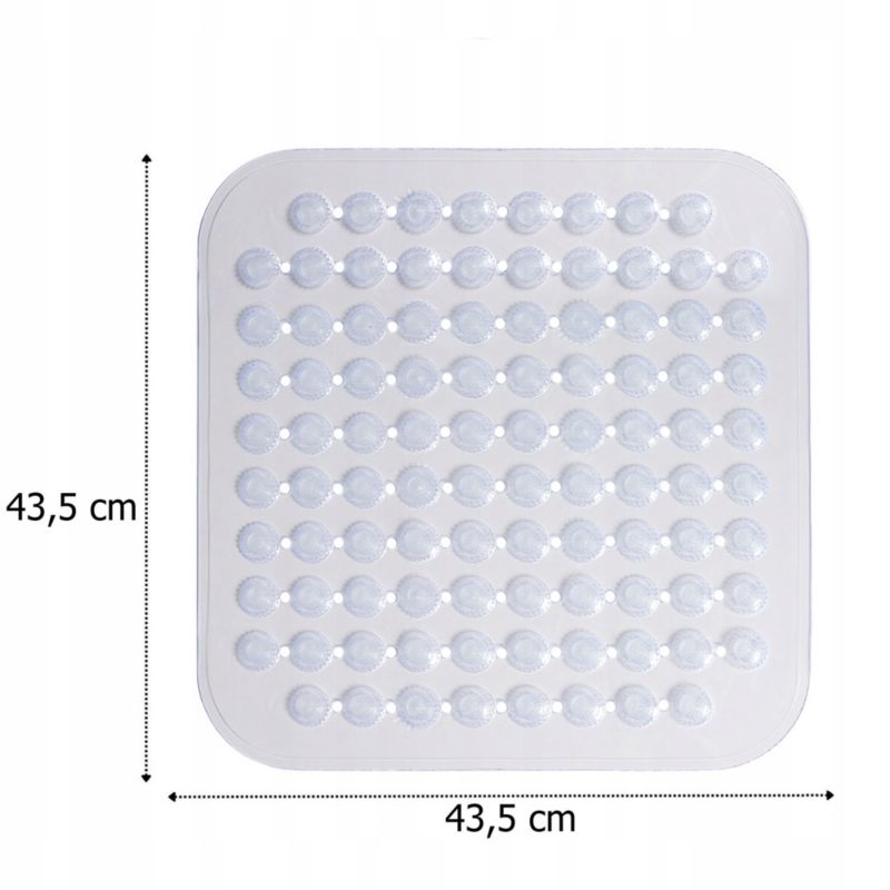 Bademåtte 43,5x43,5 cm Transparent Skridsikker 1 stk. | 5905923651948