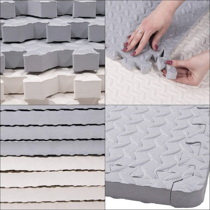 Foldbar legetæppe til børn Springos 230 x 120 cm puslespil i EVA-skum, cremegrå, 1 stk.