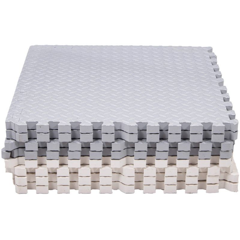 Foldbar legetæppe til børn Springos 230 x 120 cm puslespil i EVA-skum, cremegrå, 1 stk.