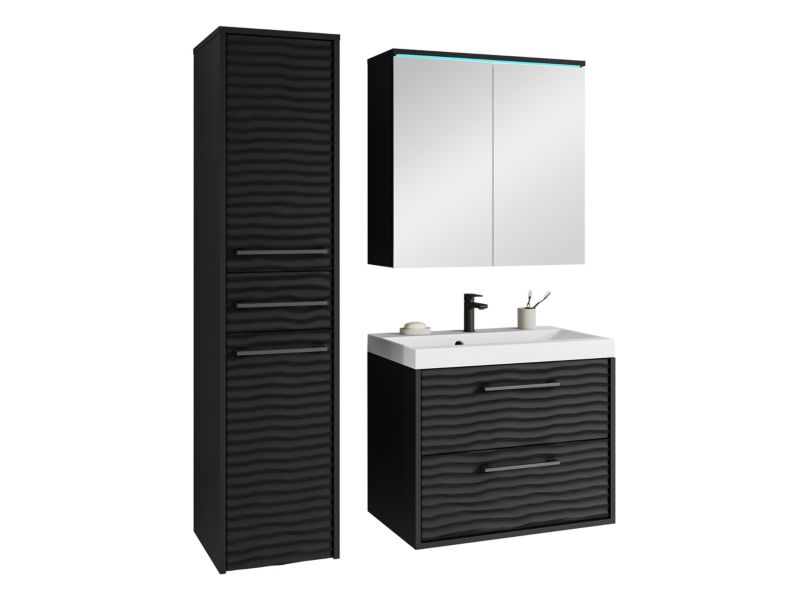 Badeværelsessæt Canavas I 60x35 cm Sort Grafit/Sort Bølge 5903211334825