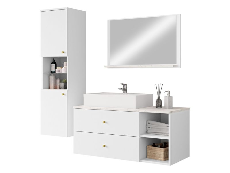 Badeværelsessæt Kertos II Hvid Mat/Marmor 100x45 cm