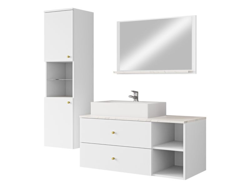 Badeværelsessæt Kertos II Hvid Mat/Marmor 100x45 cm