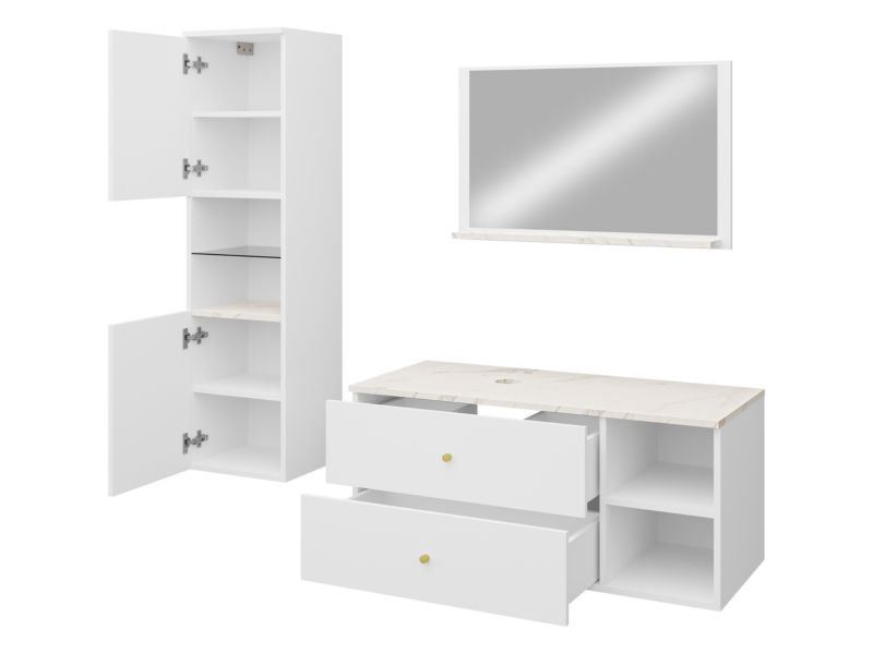 Badeværelsesmøbelsæt Kertos II 100 cm Orzech Warmia/Marmur Bianco