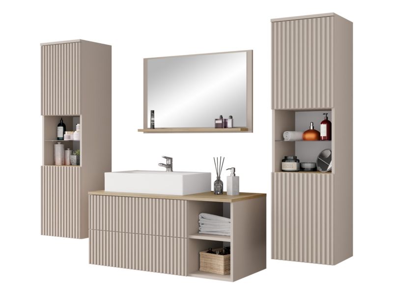 Badeværelsessæt Kertos Ryfel III 100 cm Sandbeige / Cremona Eg 1 sæt