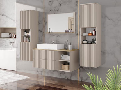 Badeværelsessæt Kertos Ryfel III 100 cm Sandbeige / Cremona Eg 1 sæt