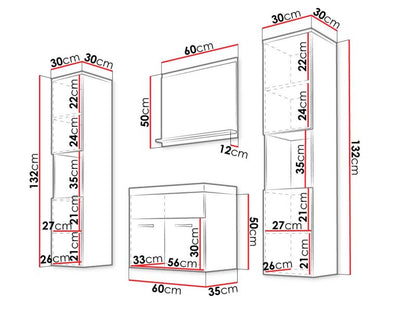 Badeværelsessæt Montreal XL Hvid/Hvid Højglans 60x132x30 cm