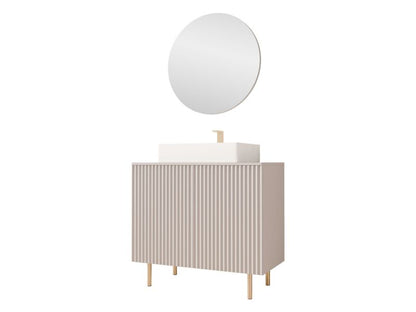 Badeværelsessæt Nubia I Beige med Spejl og Vask 87 cm