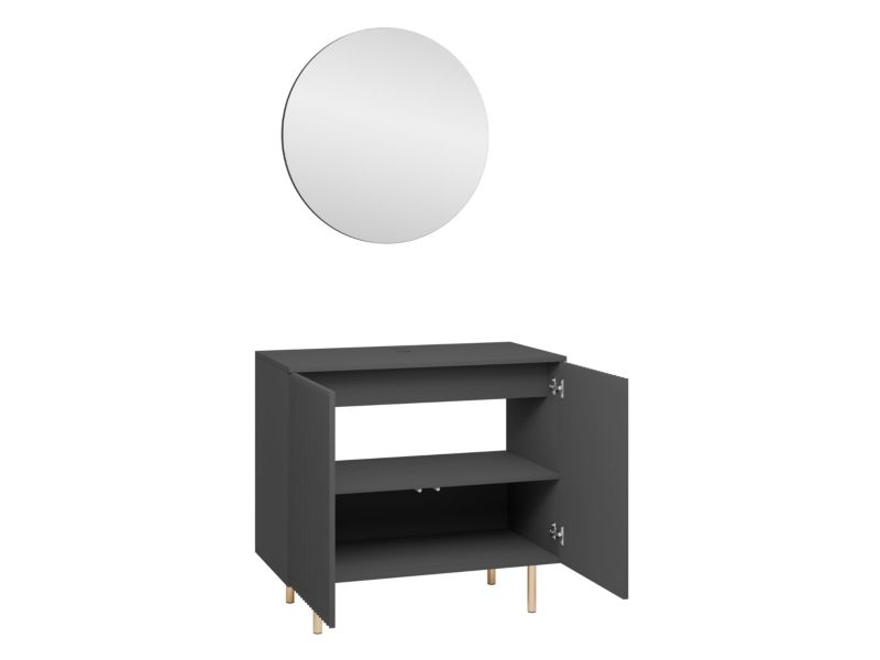 Badeværelsessæt Nubia I Beige med Spejl og Vask 87 cm