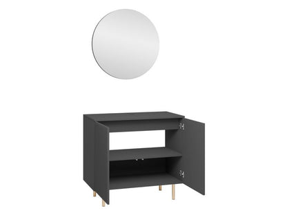 Badeværelsessæt Nubia I Beige med Spejl og Vask 87 cm