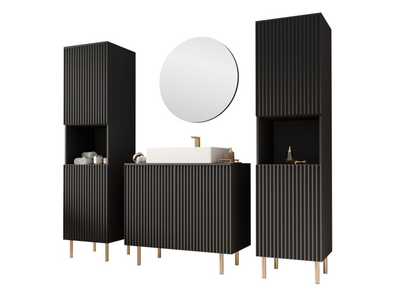 Badeværelsesmøbelsæt Nubia VI 87x175 cm Sort | 5903211428722