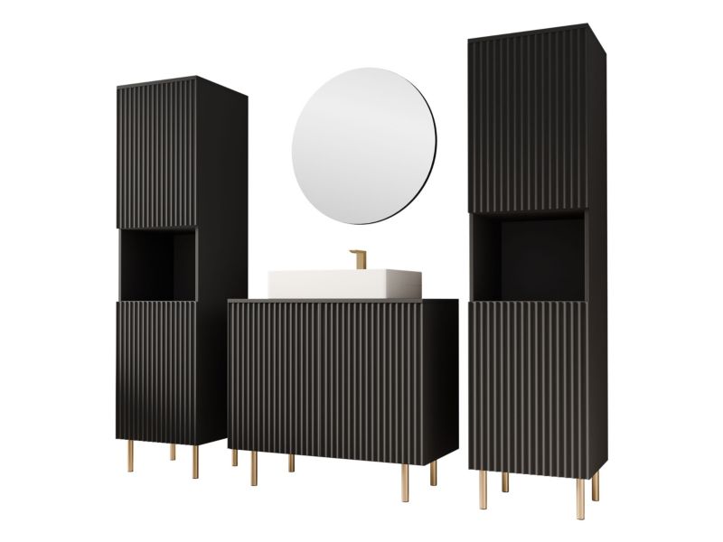 Badeværelsesmøbelsæt Nubia VI 87x175 cm Sort | 5903211428722
