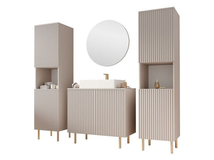 Badeværelsesmøbelsæt Nubia VI Beige med Spejl og Vask 87 cm