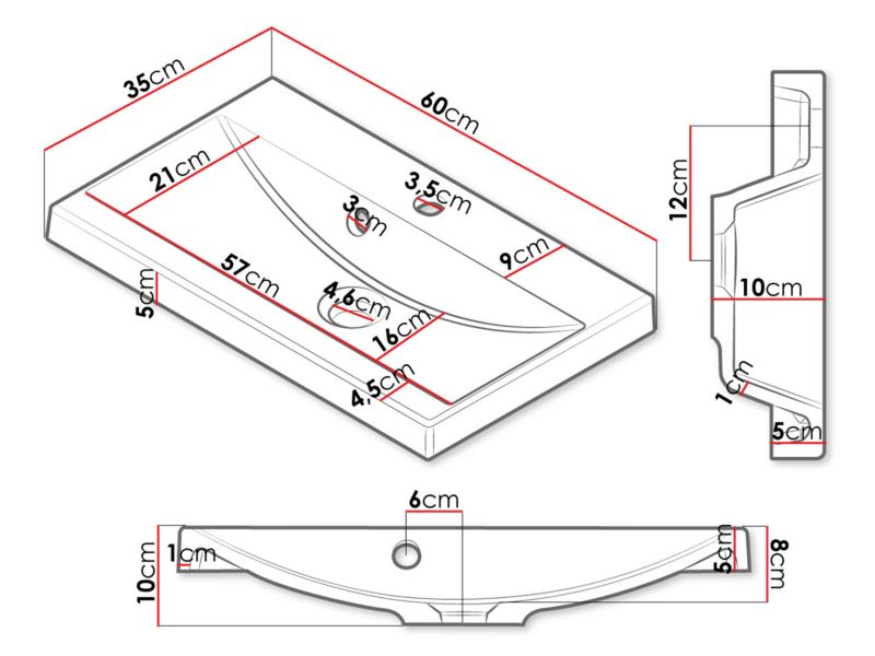 Badeværelsesmøbelsæt Olier I Hvid + Dåb Artisan 60 cm