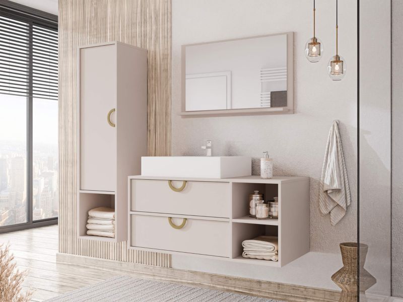 Badeværelsessæt 14 100 cm Kashmir med Spejl og Højskab