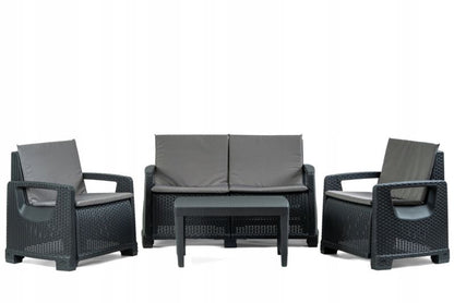 Meble Ogrodowe Corciano Paradiso Sofa stolik kawowy + 2 fotele Antracyt 2 osobowy zestaw 1szt.