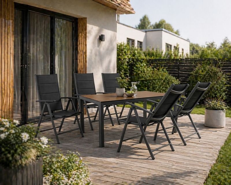 Meble ogrodowe Corciano Pola Plus Aluminiowy Stół 6 osobowy Komplet Mebli Składane krzesła 1kpl.