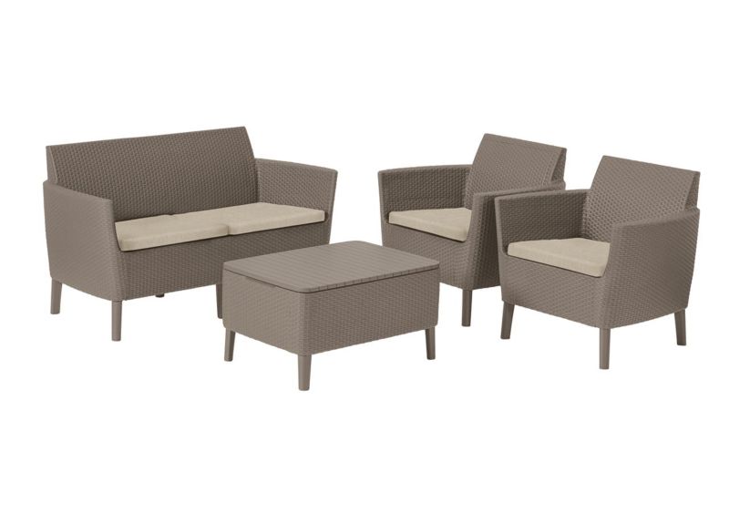 Keter Salemo havemøbelsæt med 2-personers sofa, 2 lænestole og cappuccino bord, 1 sæt