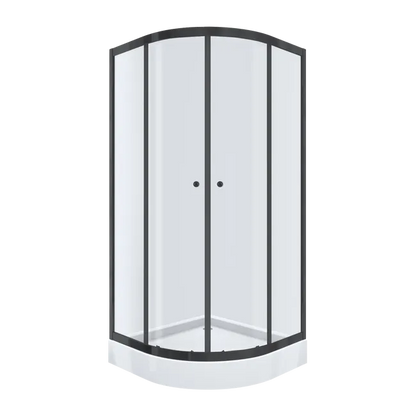 Halvrund brusekabine 80x80 cm mat sort med lav bund – Arkell