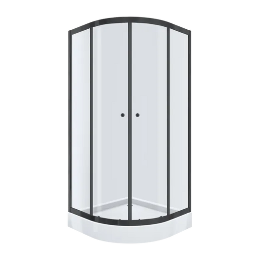 Halvrund brusekabine Arkell 80 x 80 cm med lav brusebund i mat‑sort