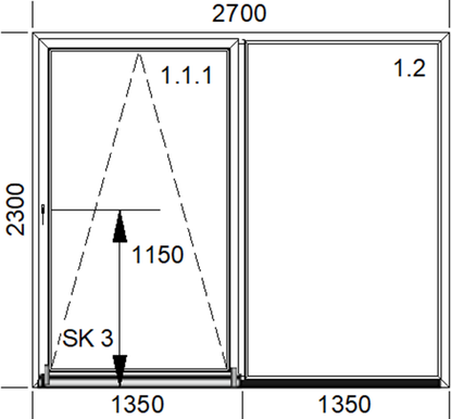 Skydedør i PVC 3-lags MD85 O6 Hvid 2700x2300 mm Højre