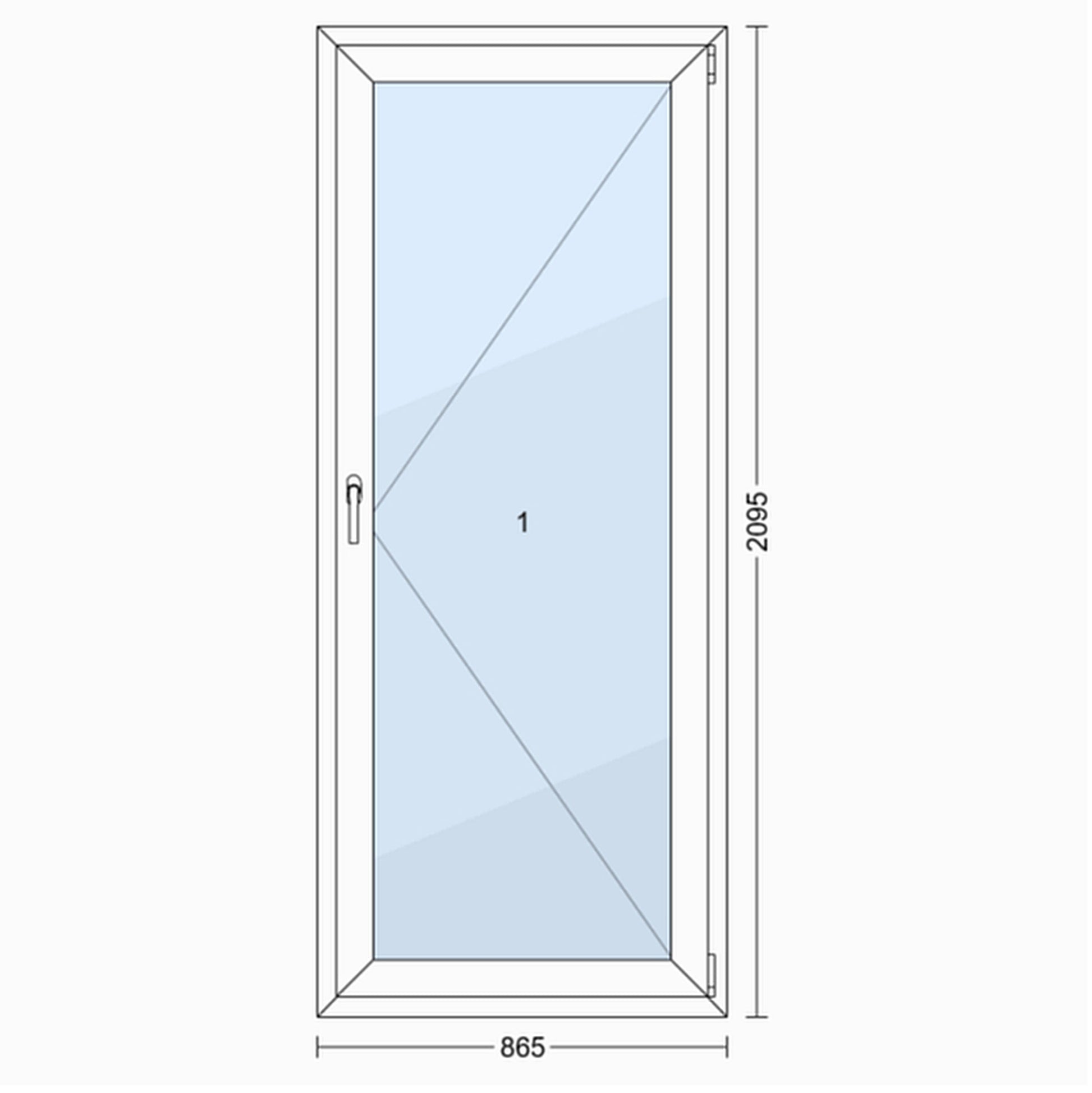 PVC Vindue 2-lags Altandør OB3 R Hvid 86,5x209,5 cm Indadgående Højre