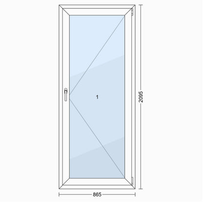 PVC Vindue 2-lags Altandør OB3 R Hvid 86,5x209,5 cm Indadgående Højre